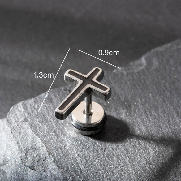 Wholesale Unisex Piercing Earrings Stainless Steel Cast Cross Punk Fashion Retro Polished