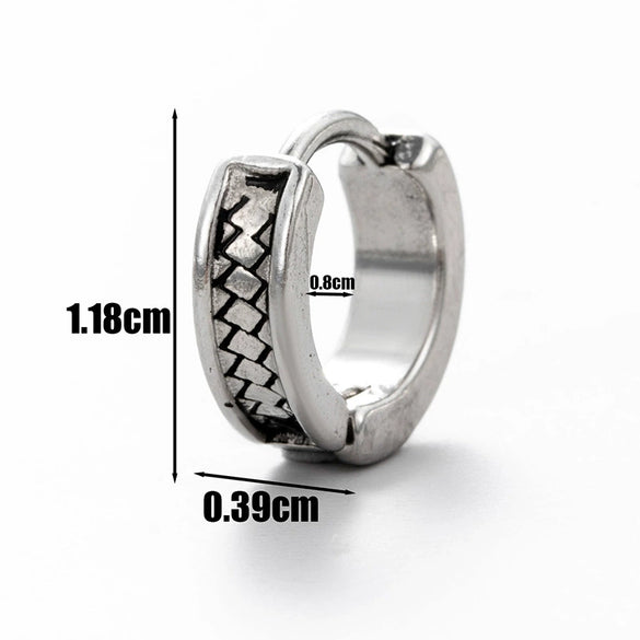 Wholesale Unisex Piercing Earrings Stainless Steel Cast Dragon Totem Geometric Pattern Punk Style Polished