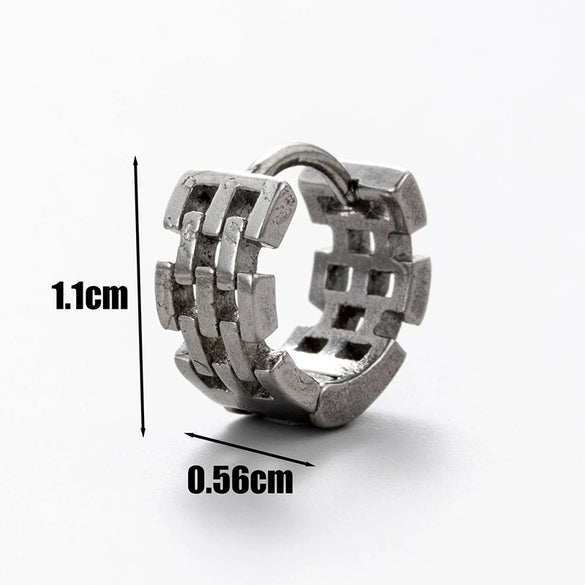 Wholesale Unisex Piercing Earrings Stainless Steel Cast Dragon Totem Geometric Pattern Punk Style Polished