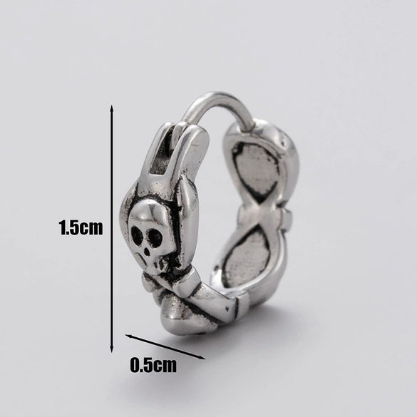 Wholesale Unisex Piercing Earrings Stainless Steel Cast Skull Cross Fashion Retro Polished