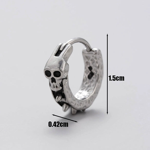Wholesale Unisex Piercing Earrings Stainless Steel Cast Skull Cross Fashion Retro Polished