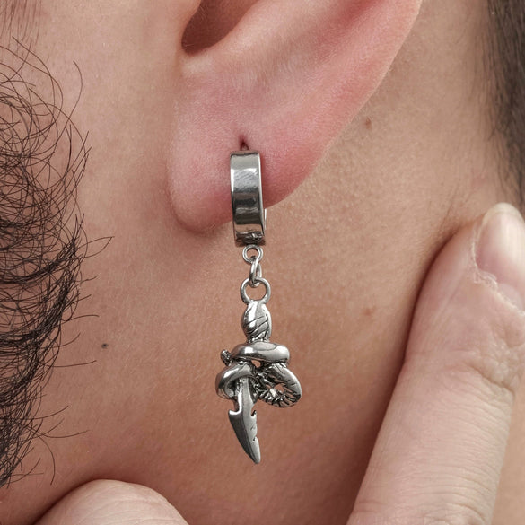 Wholesale Unisex Piercing Earrings Stainless Steel Cast Skull With Animal Zodiac Pattern Polished
