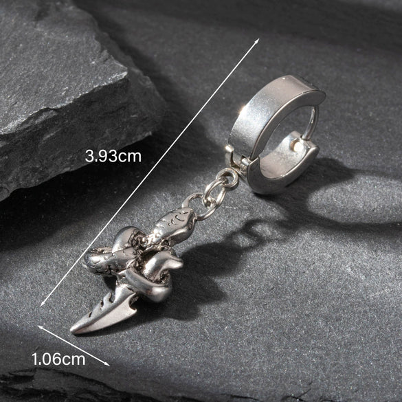Wholesale Unisex Piercing Earrings Stainless Steel Cast Skull With Animal Zodiac Pattern Polished