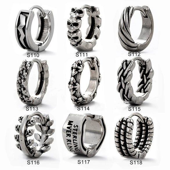 Wholesale Unisex Piercing Earrings Stainless Steel Cast Skull With Letter Pattern Polished