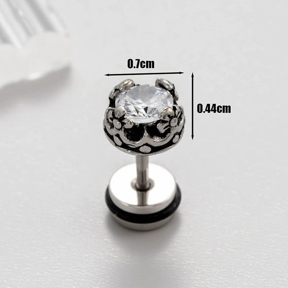 Wholesale Unisex Piercing Earrings Stainless Steel Casting Inlaid Zircon Punk Geometric Polishing Style