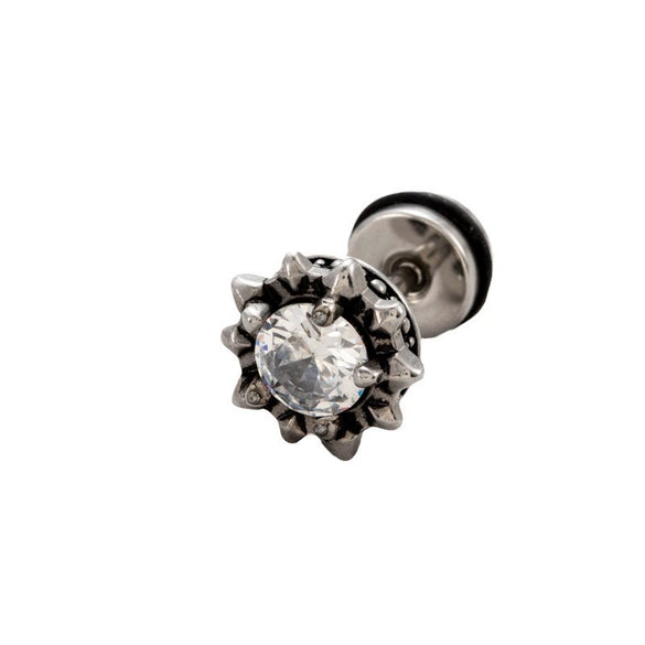 Wholesale Unisex Piercing Earrings Stainless Steel Casting Inlaid Zircon Punk Geometric Polishing Style