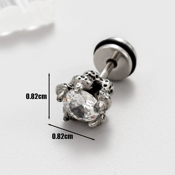 Wholesale Unisex Piercing Earrings Stainless Steel Casting Inlaid Zircon Punk Geometric Polishing Style