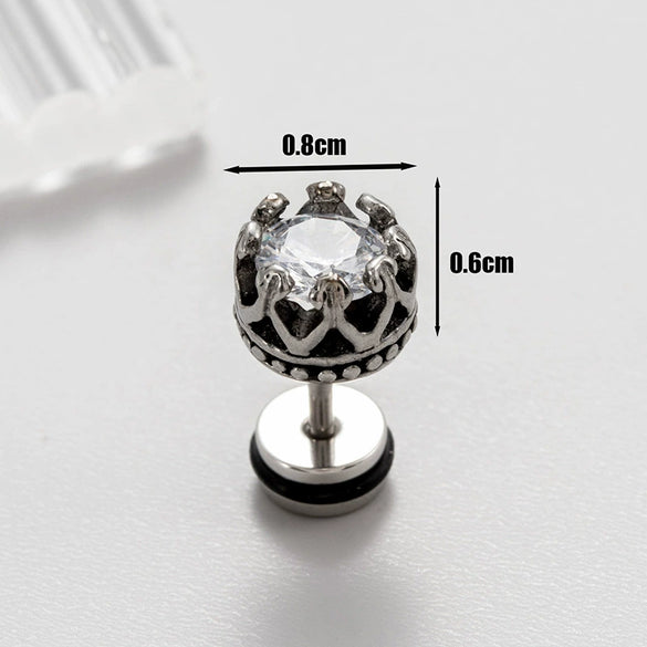 Wholesale Unisex Piercing Earrings Stainless Steel Casting Inlaid Zircon Punk Geometric Polishing Style