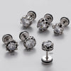 Wholesale Unisex Piercing Earrings Stainless Steel Casting Inlaid Zircon Punk Geometric Polishing Style