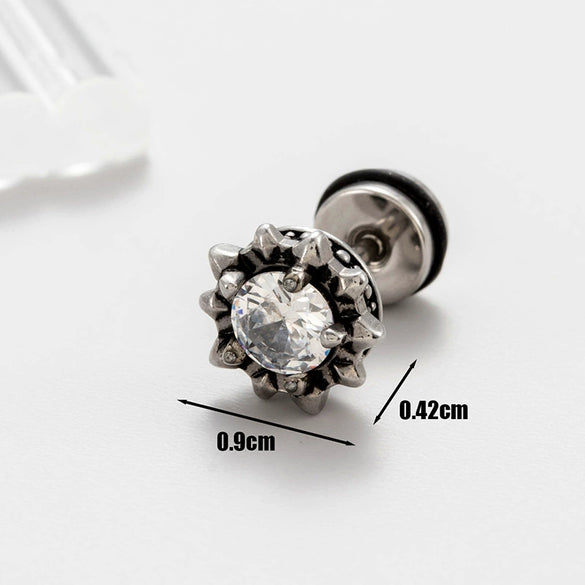 Wholesale Unisex Piercing Earrings Stainless Steel Casting Inlaid Zircon Punk Geometric Polishing Style