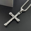 Wholesale Unisex Punk Hiphop Street Style Stainless Steel Cross Twist Necklace With Doll Pattern And Polishing Treatment