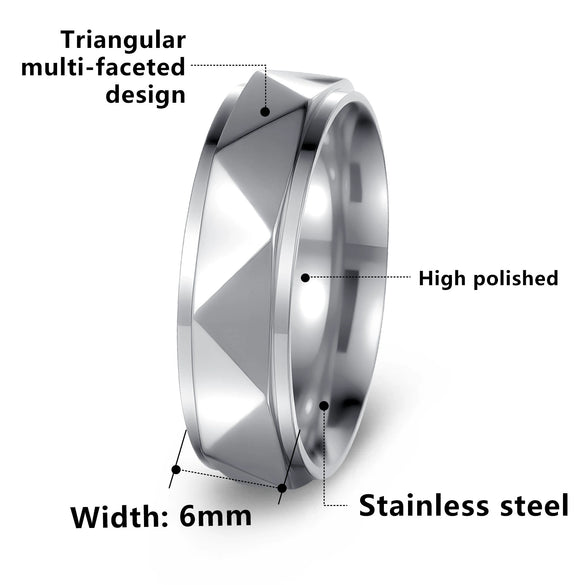 Wholesale Unisex Punk Ring Titanium Steel Geometric Triangular Faceted Electroplated