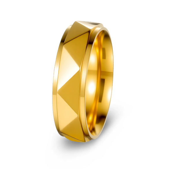 Wholesale Unisex Punk Ring Titanium Steel Geometric Triangular Faceted Electroplated