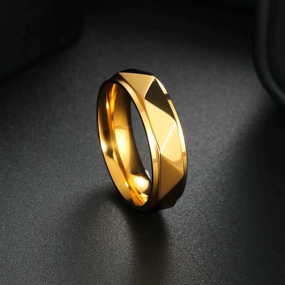 Wholesale Unisex Punk Ring Titanium Steel Geometric Triangular Faceted Electroplated