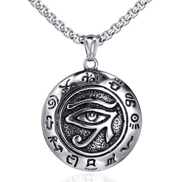 Wholesale Unisex Punk Style Alloy Eye Of Horus Pendant Necklace With Pearl Chain And Electroplating Design