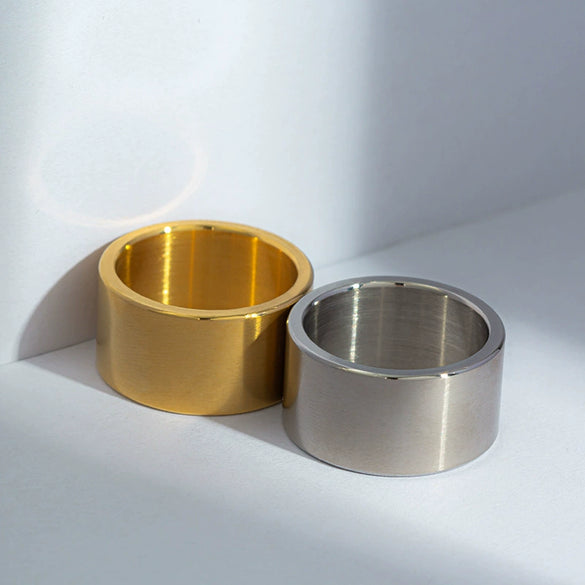 Wholesale Unisex Punk Style Geometric Titanium Steel Ring With Electroplating Treatment