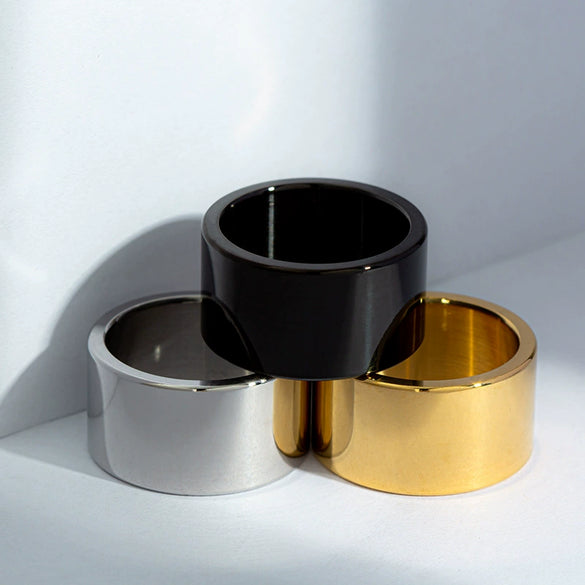 Wholesale Unisex Punk Trendy Titanium Steel Ring With Geometric Design And Electroplating