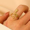 Wholesale Unisex Retro Court Style Geometric Pattern Stainless Steel Hollow Carved Electroplated Ring