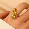 Wholesale Unisex Retro Court Style Geometric Pattern Stainless Steel Hollow Carved Electroplated Ring