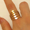 Wholesale Unisex Retro Court Style Geometric Pattern Stainless Steel Hollow Carved Electroplated Ring