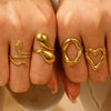 Wholesale Unisex Retro Court Style Geometric Pattern Stainless Steel Hollow Carved Electroplated Ring