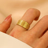 Wholesale Unisex Retro Court Style Geometric Pattern Stainless Steel Hollow Carved Electroplated Ring