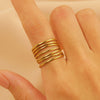 Wholesale Unisex Retro Court Style Geometric Pattern Stainless Steel Hollow Carved Electroplated Ring
