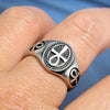 Wholesale Unisex Retro Cross Ring In Stainless Steel With Geometric Design And Oiling Treatment