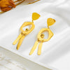 Wholesale Unisex Retro Elegant Cold Style Irregular Round Geometric Tassel Long Pendant Earrings Titanium Steel Electroplated