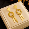 Wholesale Unisex Retro Elegant Cold Style Irregular Round Geometric Tassel Long Pendant Earrings Titanium Steel Electroplated