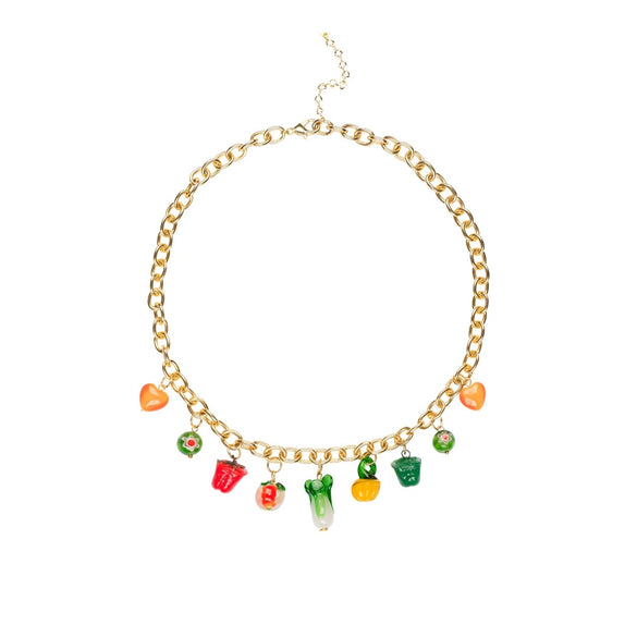 Wholesale Unisex Retro Fruit Style Stainless Steel And Copper Electroplated Necklace Pendant With Regular Chain