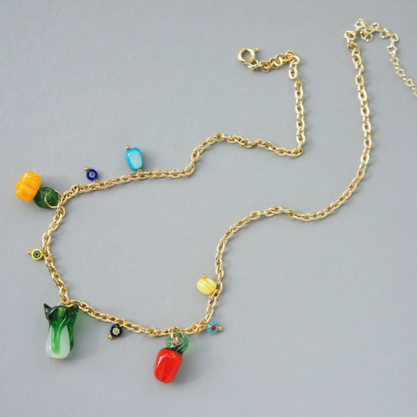 Wholesale Unisex Retro Fruit Style Stainless Steel And Copper Electroplated Necklace Pendant With Regular Chain
