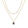 Wholesale Unisex Retro Geometric Doublelayered Necklace With Rectangular Pendant Copper O Word Chain Titanium Steel Electroplated December Birthstone