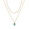 Wholesale Unisex Retro Geometric Doublelayered Necklace With Rectangular Pendant Copper O Word Chain Titanium Steel Electroplated December Birthstone