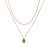 Wholesale Unisex Retro Geometric Doublelayered Necklace With Rectangular Pendant Copper O Word Chain Titanium Steel Electroplated December Birthstone