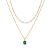 Wholesale Unisex Retro Geometric Doublelayered Necklace With Rectangular Pendant Copper O Word Chain Titanium Steel Electroplated December Birthstone