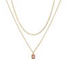 Wholesale Unisex Retro Geometric Doublelayered Necklace With Rectangular Pendant Copper O Word Chain Titanium Steel Electroplated December Birthstone