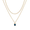 Wholesale Unisex Retro Geometric Doublelayered Necklace With Rectangular Pendant Copper O Word Chain Titanium Steel Electroplated December Birthstone