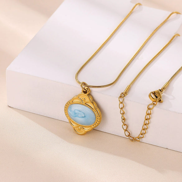 Wholesale Unisex Retro Geometric Electroplated Gold Stainless Steel Cross Chain Pendant Necklace