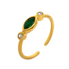 Wholesale Unisex Retro Geometric Electroplated Titanium Steel Ring With Horse Eye Color Zircon