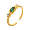 Wholesale Unisex Retro Geometric Electroplated Titanium Steel Ring With Horse Eye Color Zircon