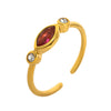 Wholesale Unisex Retro Geometric Electroplated Titanium Steel Ring With Horse Eye Color Zircon