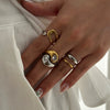 Wholesale Unisex Retro Geometric Stainless Steel Electroplated Rings