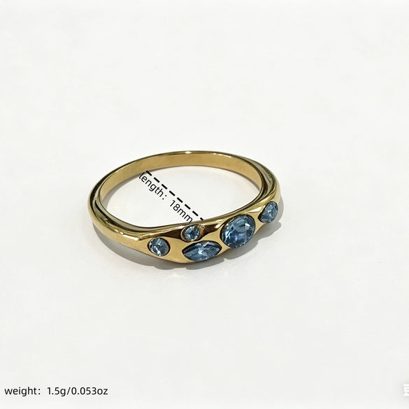 Wholesale Unisex Retro Geometric Vacuum Plated Titanium Steel Zircon Ring