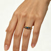 Wholesale Unisex Retro Geometric Vacuum Plated Titanium Steel Zircon Ring