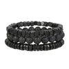 Wholesale Unisex Retro Handmade Geometric Volcanic Stone And Wooden Beads Double Layer Stacked Bracelet