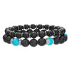 Wholesale Unisex Retro Handmade Geometric Volcanic Stone And Wooden Beads Double Layer Stacked Bracelet