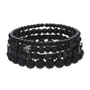 Wholesale Unisex Retro Handmade Geometric Volcanic Stone And Wooden Beads Double Layer Stacked Bracelet