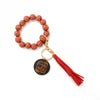 Wholesale Unisex Retro Handmade Leopard Spotted Wood Bead Bracelet Keychain