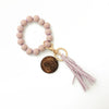 Wholesale Unisex Retro Handmade Leopard Spotted Wood Bead Bracelet Keychain